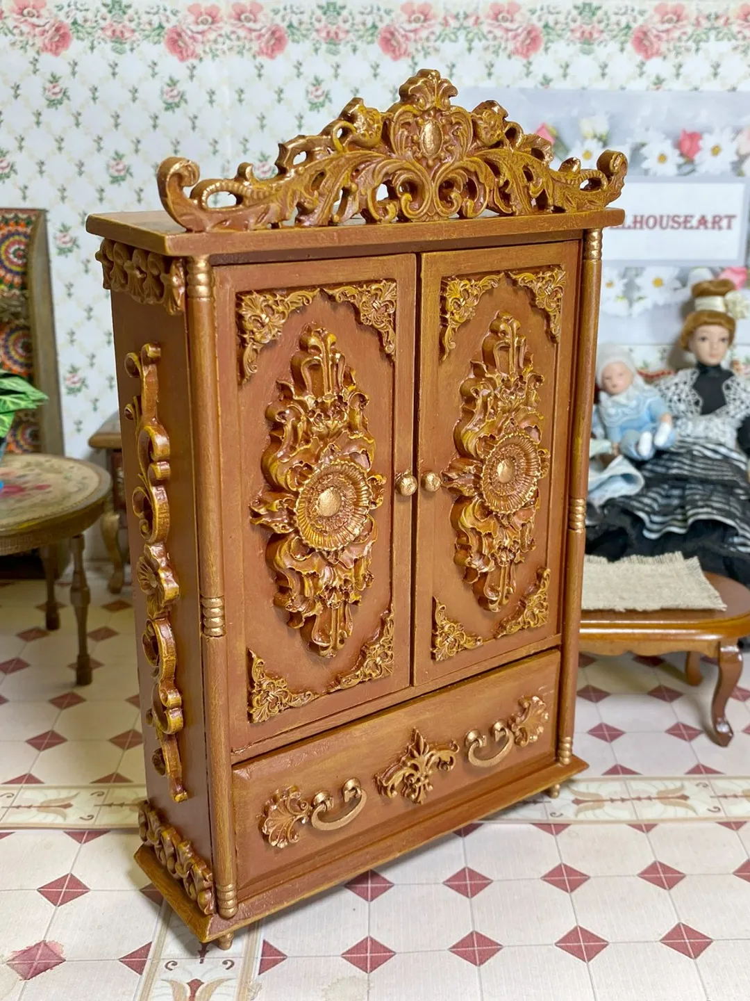 Handmade wardrobe. 1:12. Furniture for dolls. Wardrobe for a doll. Dollhouse miniature.