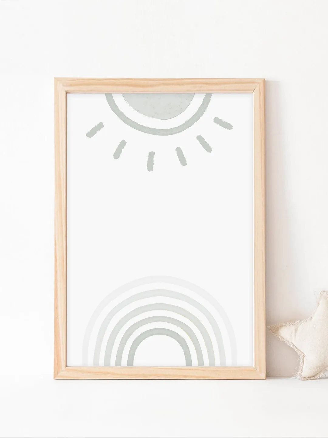 Sun Printable Art Blue Rainbow Nursery Wall Art Printable Boho Poster Print Scandinavian Nursery Art Instant Digital Download