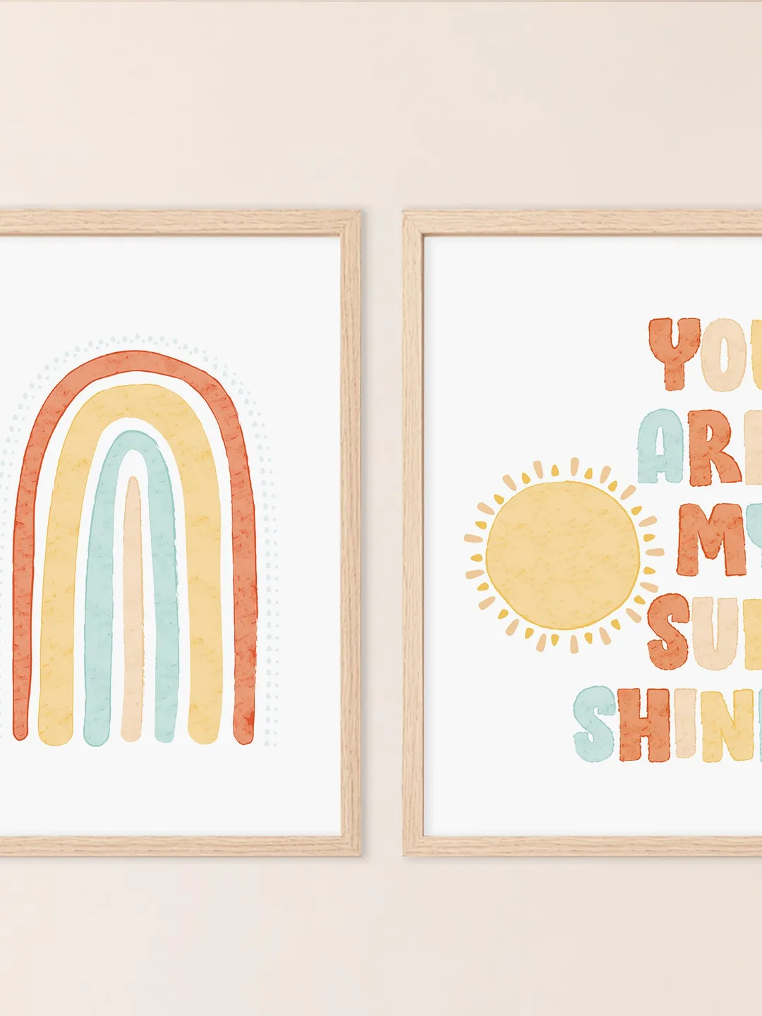 You Are My Sunshine Wall Art Sunshine And Rainbow Nursery Wall Art 2 Print Set Sunshine Nursery Decor Instant Digital Download