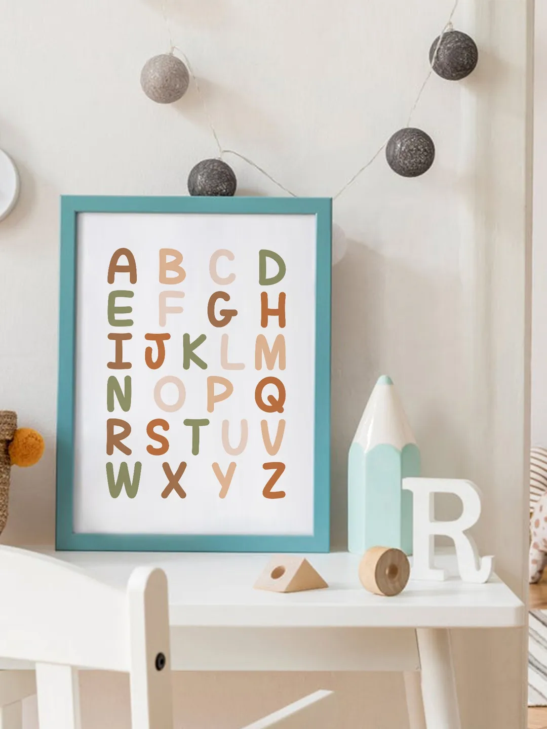 Boho Alphabet Chart Montessori Playroom Wall Decor Elementary ...