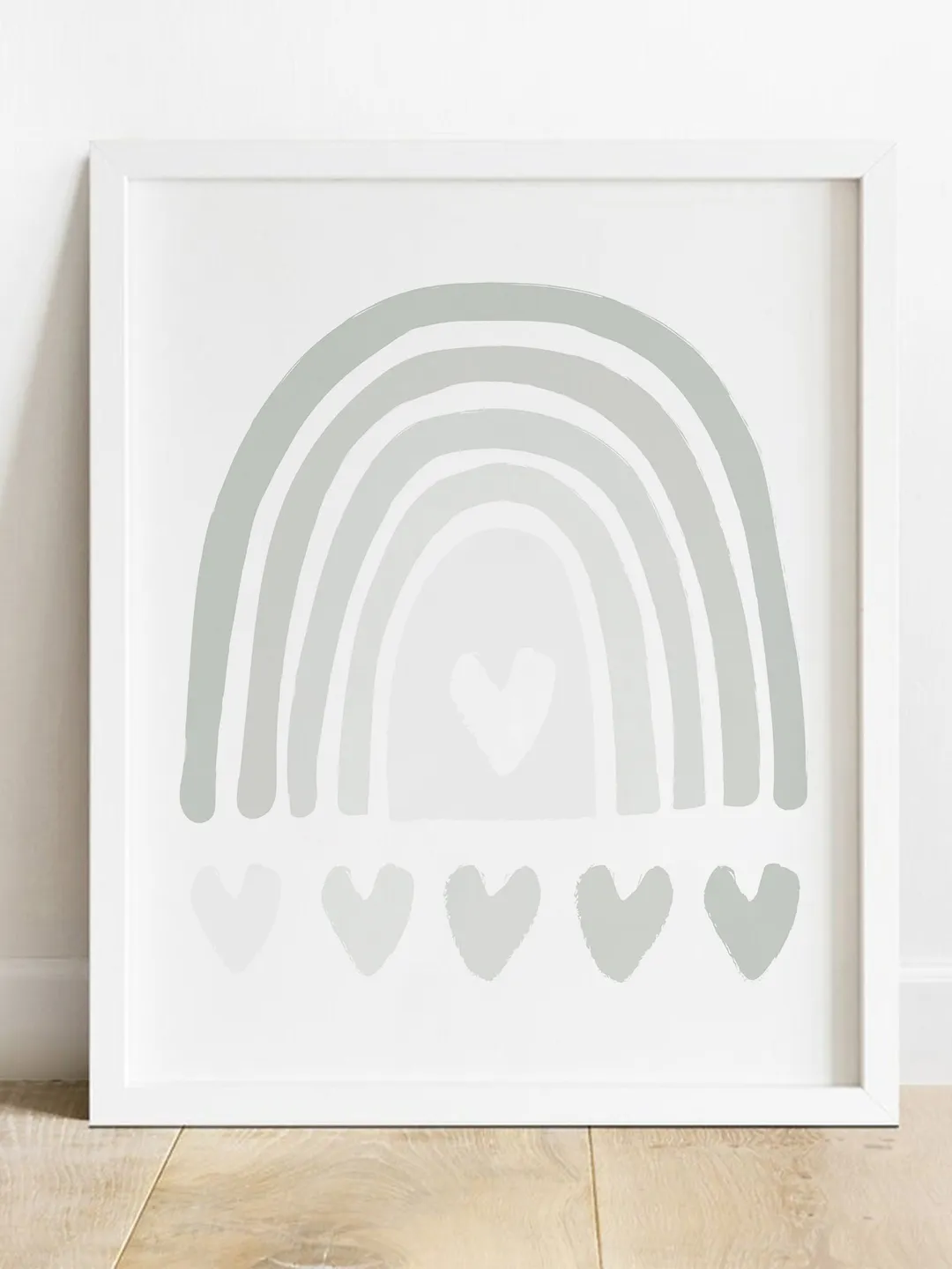 Pastel Blue Nursery Wall Art Rainbow Heart Nursery Wall Art Girl Nursery Wall Art Boy Printable Wall Art Print Digital Download