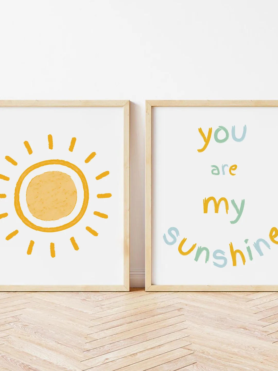 You Are My Sunshine Wall Art Print Set Of 2 Boho Sun Nursery Wall Decor Playroom Printable Digital Cozy Baby Room Decor Baby Shower Gift