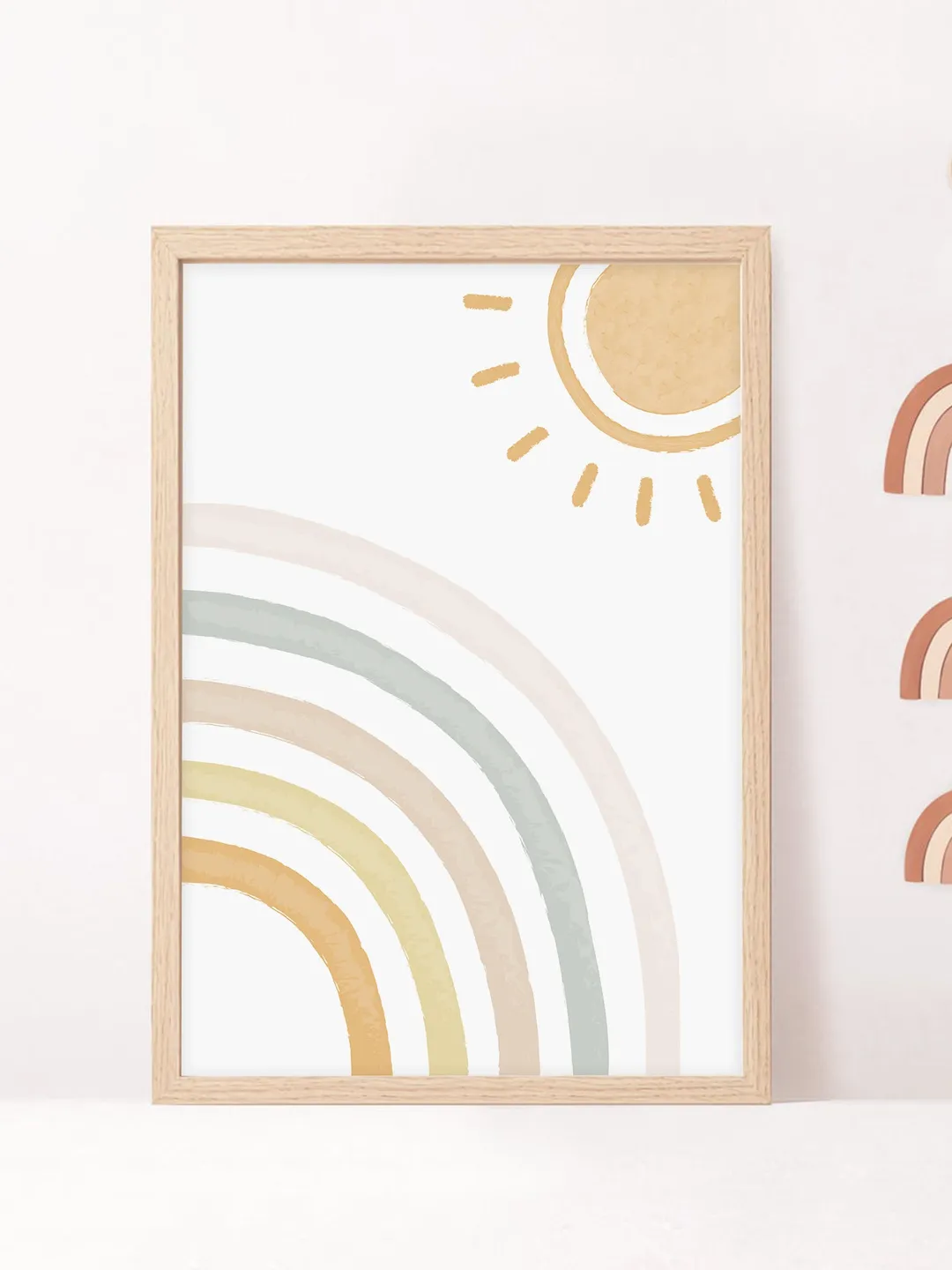 Sun Rainbow Boho Nursery Printable Wall Art - Kids Printable Poster - Baby Room Wall Art Printable Decor - Instant Digital Download