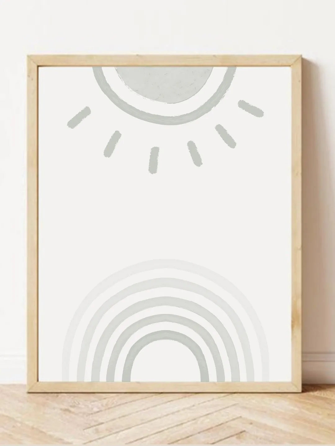 Muted Blue Baby Nursery Decor Printable Wall Art Nursery Poster Girl Digital Print Kids Room Poster Toddler Bedroom Wall Art Sun Rainbow