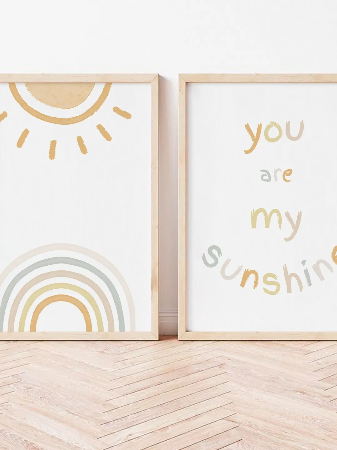 You Are My Sunshine Baby Nursery Decor Rainbow Wall Art Boho Sun Boy Girl Nursery Set Of 2 Prints Instant Digital Download Wall Hanging