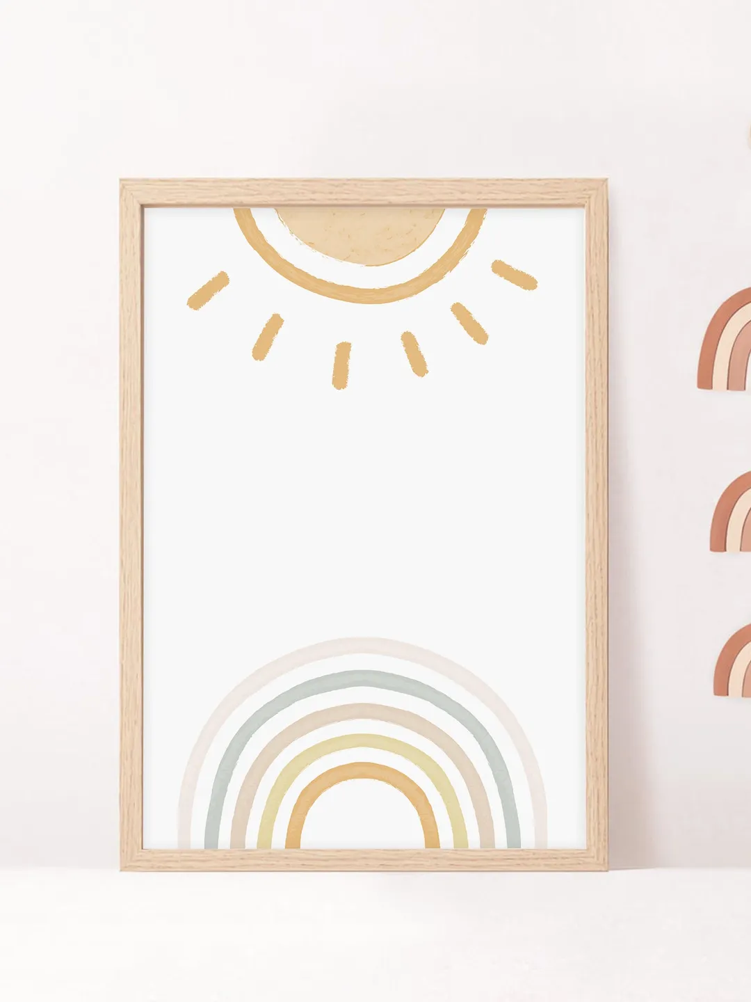 Sun Nursery Decor Printable Art Pastel Rainbow Art Prints Nursery Wall Art Boho Nursery Decor Neutral Sun Digital Print