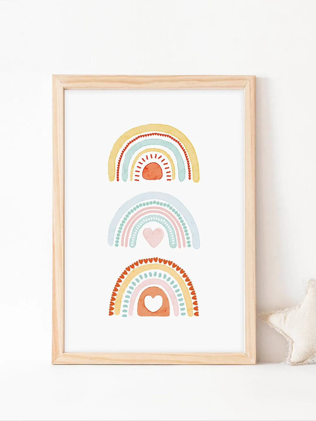 Rainbow Heart Boho Nursery Printable Wall Art - Kids Printable Poster ...