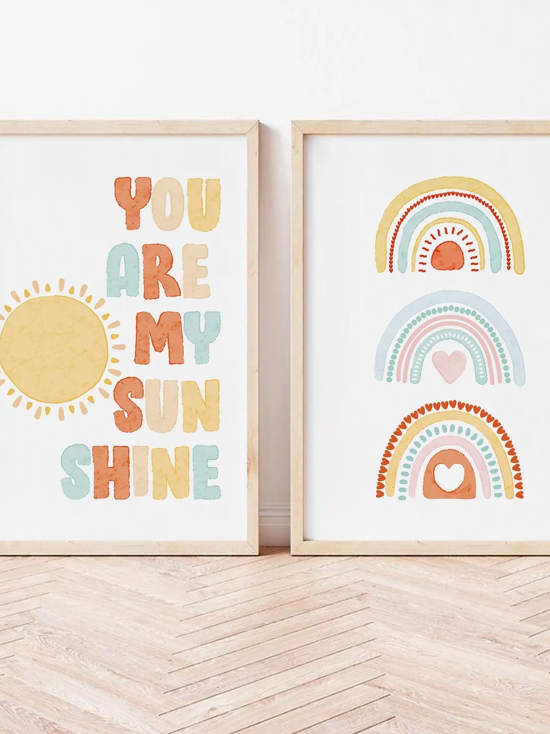 You Are My Sunshine Modern Boho Wall Print Baby Room Wall Decor Toddler Nursery Decor Girl Playroom Printable Set Of 2 Instant Download