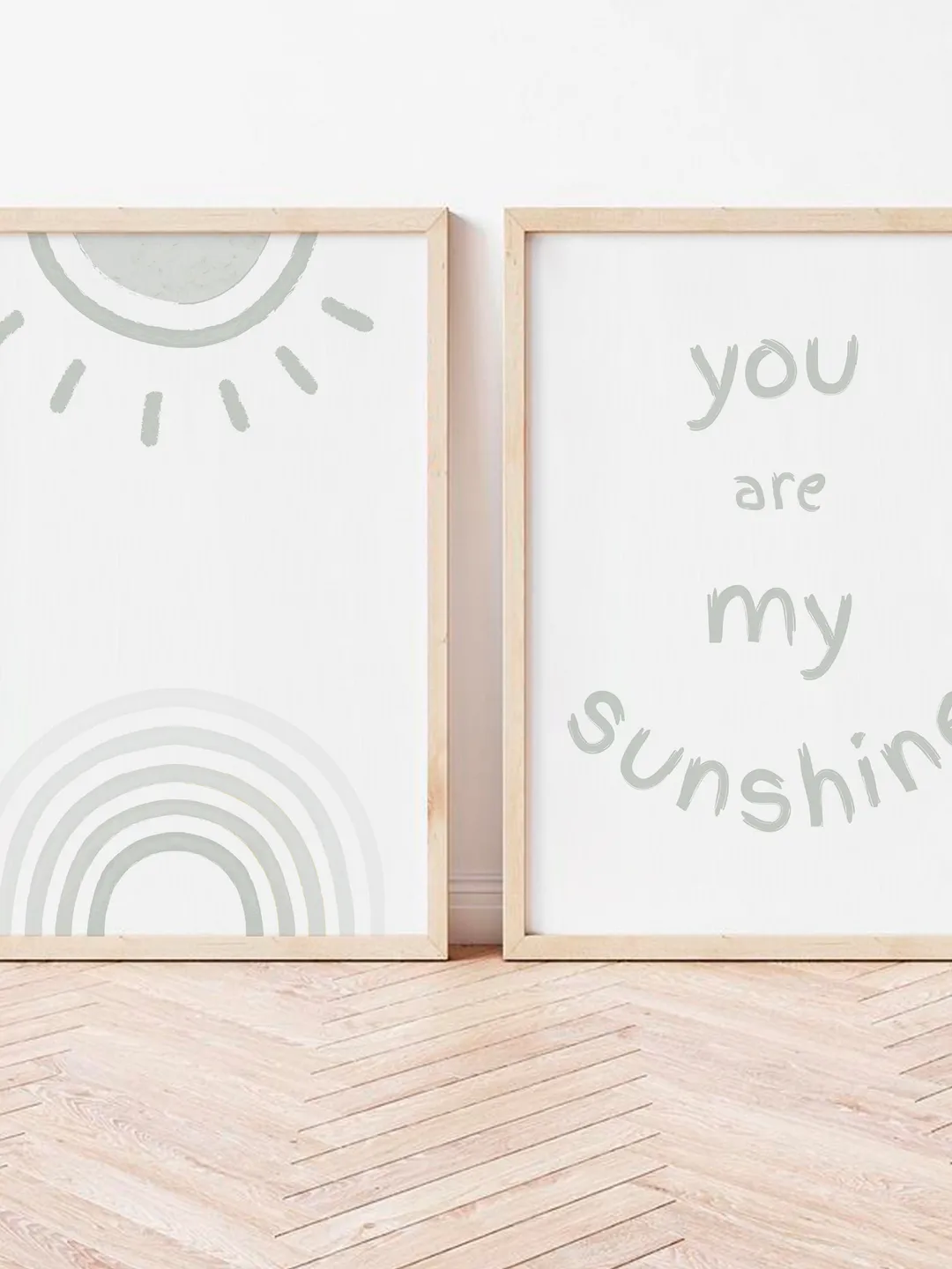 You Are My Sunshine Wall Art Baby Nursery Wall Art Set Of 2 Playroom Poster Baby Room Boho Sun Rainbow Decor Blue Print Printable Wall Art