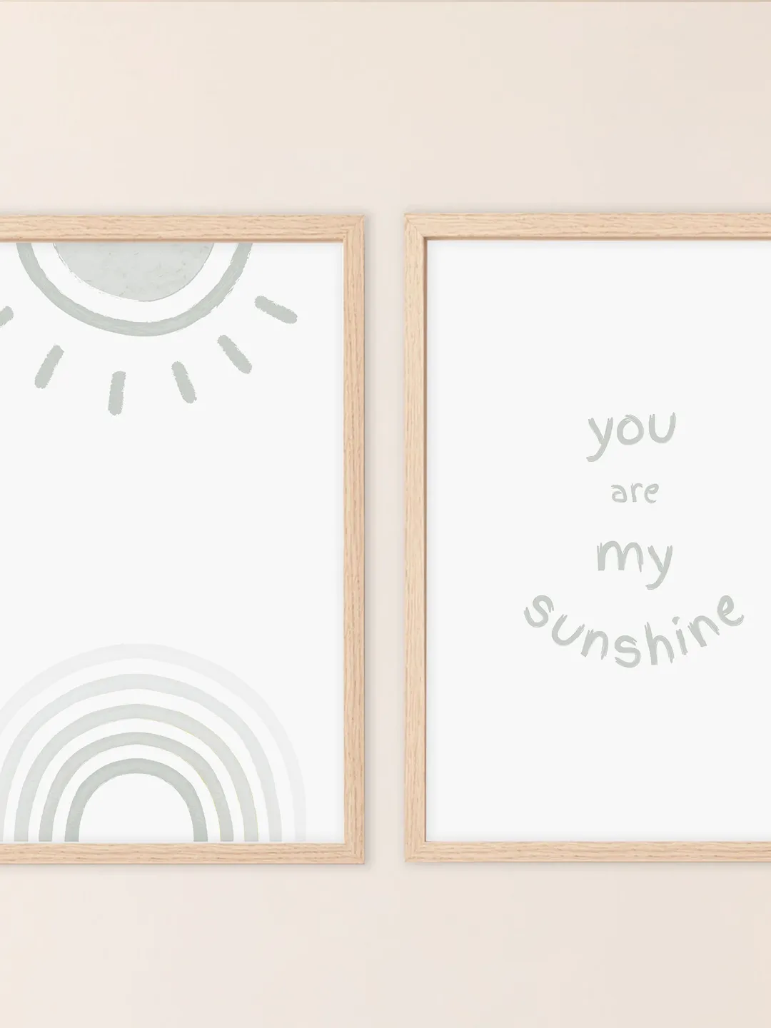 Pastel Blue Wall Art Prints Set Of 2 You Are My Sunshine Wall Art Nursery Printable Wall Art Rainbow Scandi Nursery Decor Digital Download