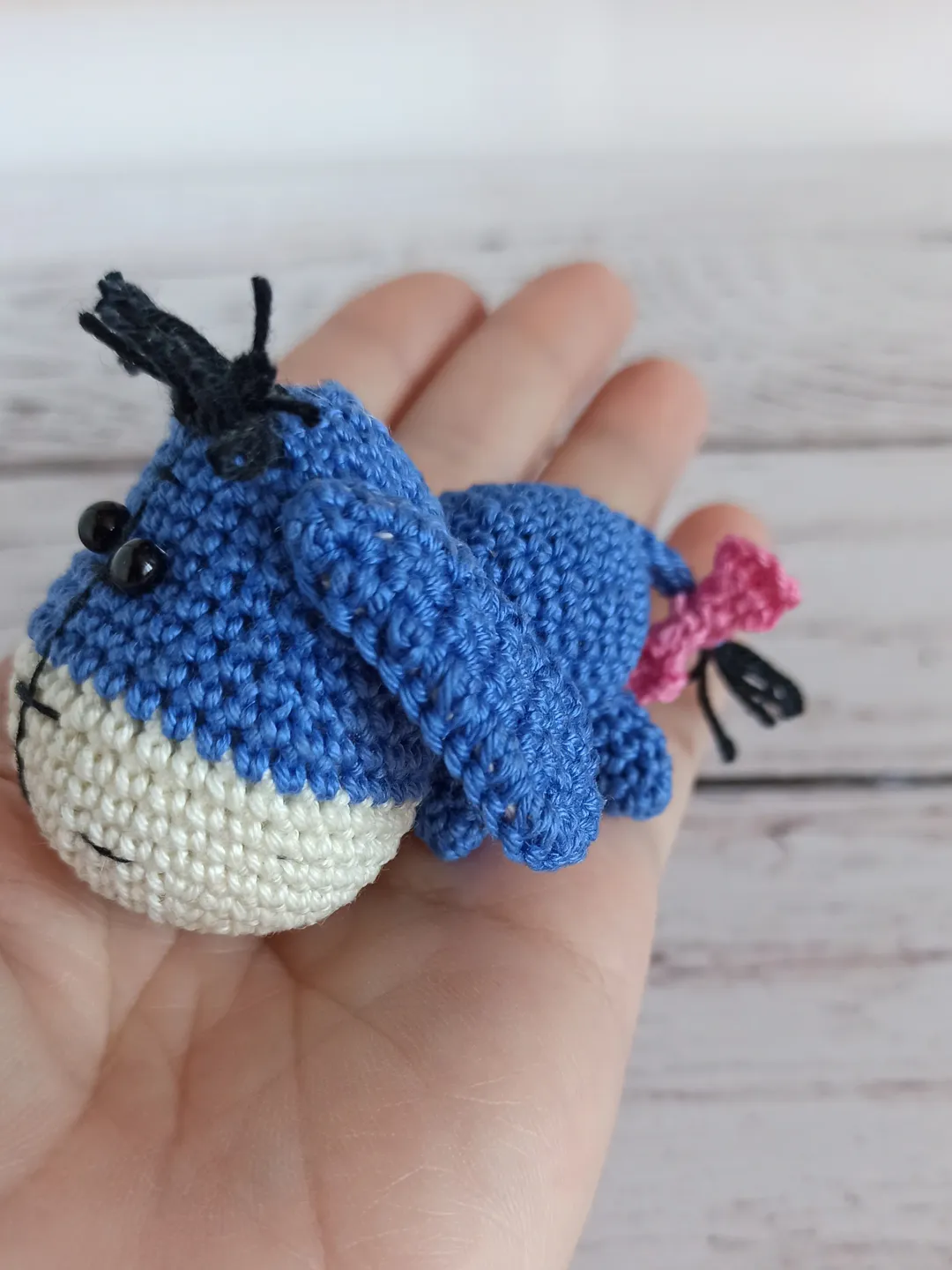 crochet keychain donkey eeyore, crochet toy, keychain for key