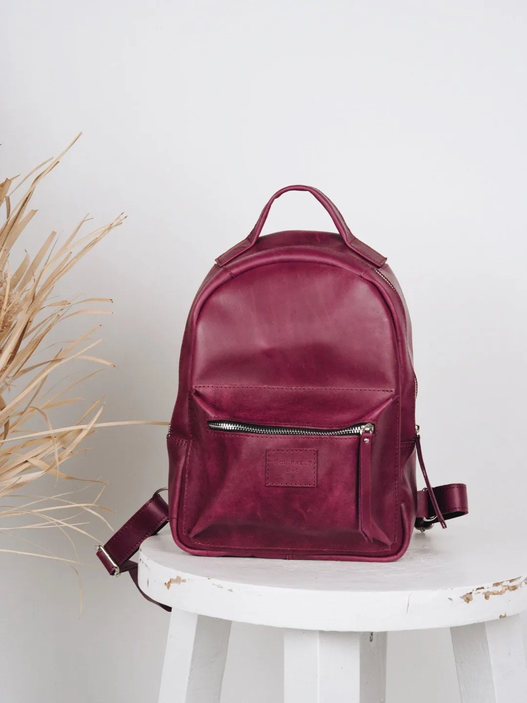 Marsala Leather Backpack women, Christmas gifts for her