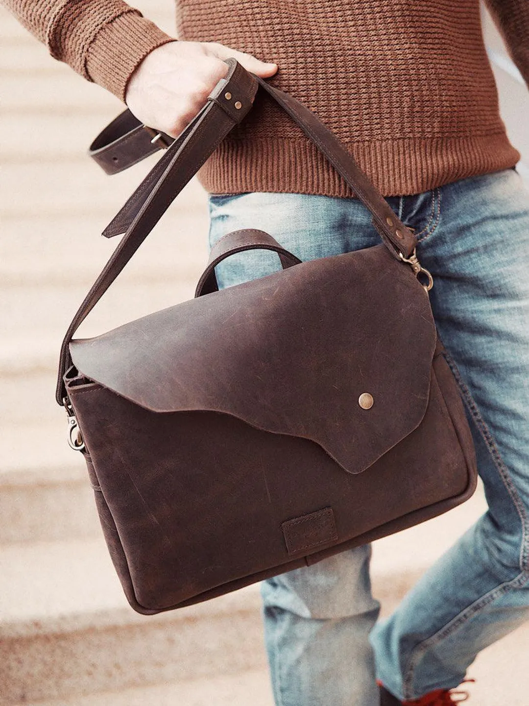 Messenger leather bag, leather Laptop bag for Men, Brown leather bag, Shoulder bag, Business women Bag