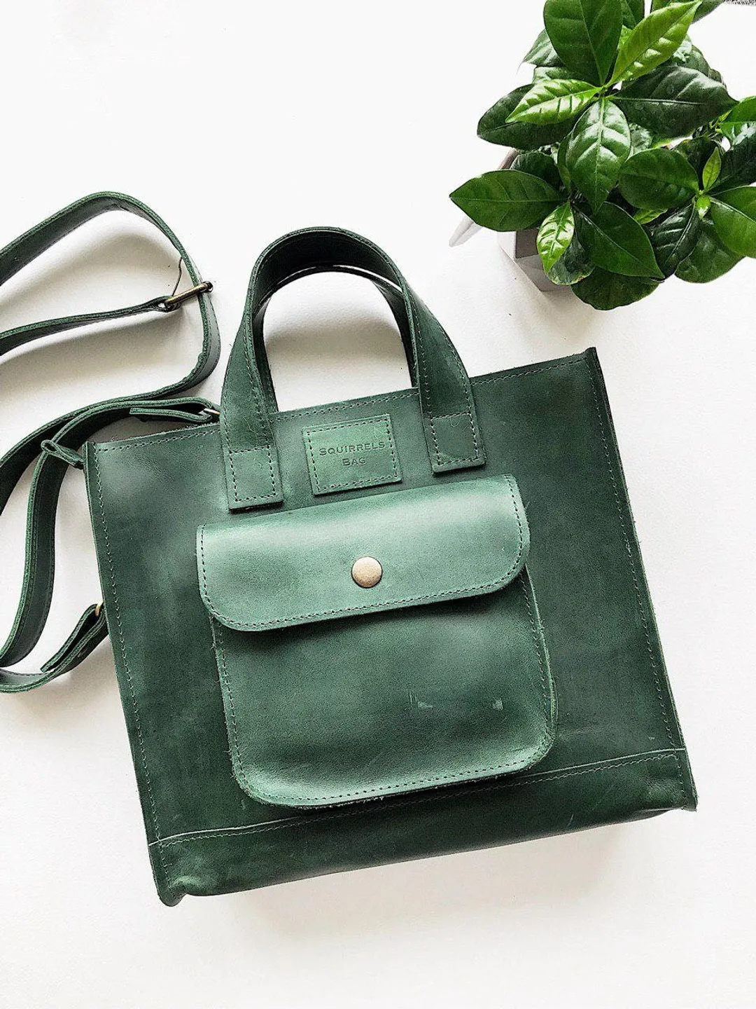 Green Shoulder bag, Leather bag, handbag, Crossbody bag, Slytherin Tote bag, Ita bag, weekender bag, messenger bag, Toiletry bag women