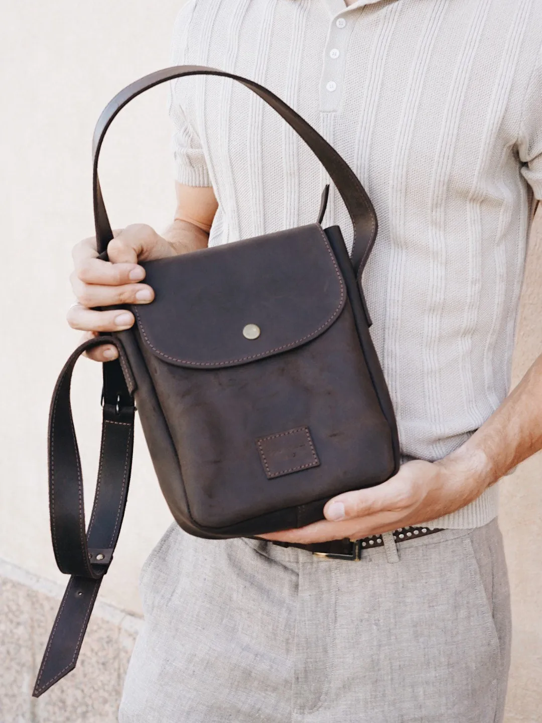 Men’s leather bag, Brown shoulder bag for men, Leather Messenger Bag, Anniversary gifts for Him