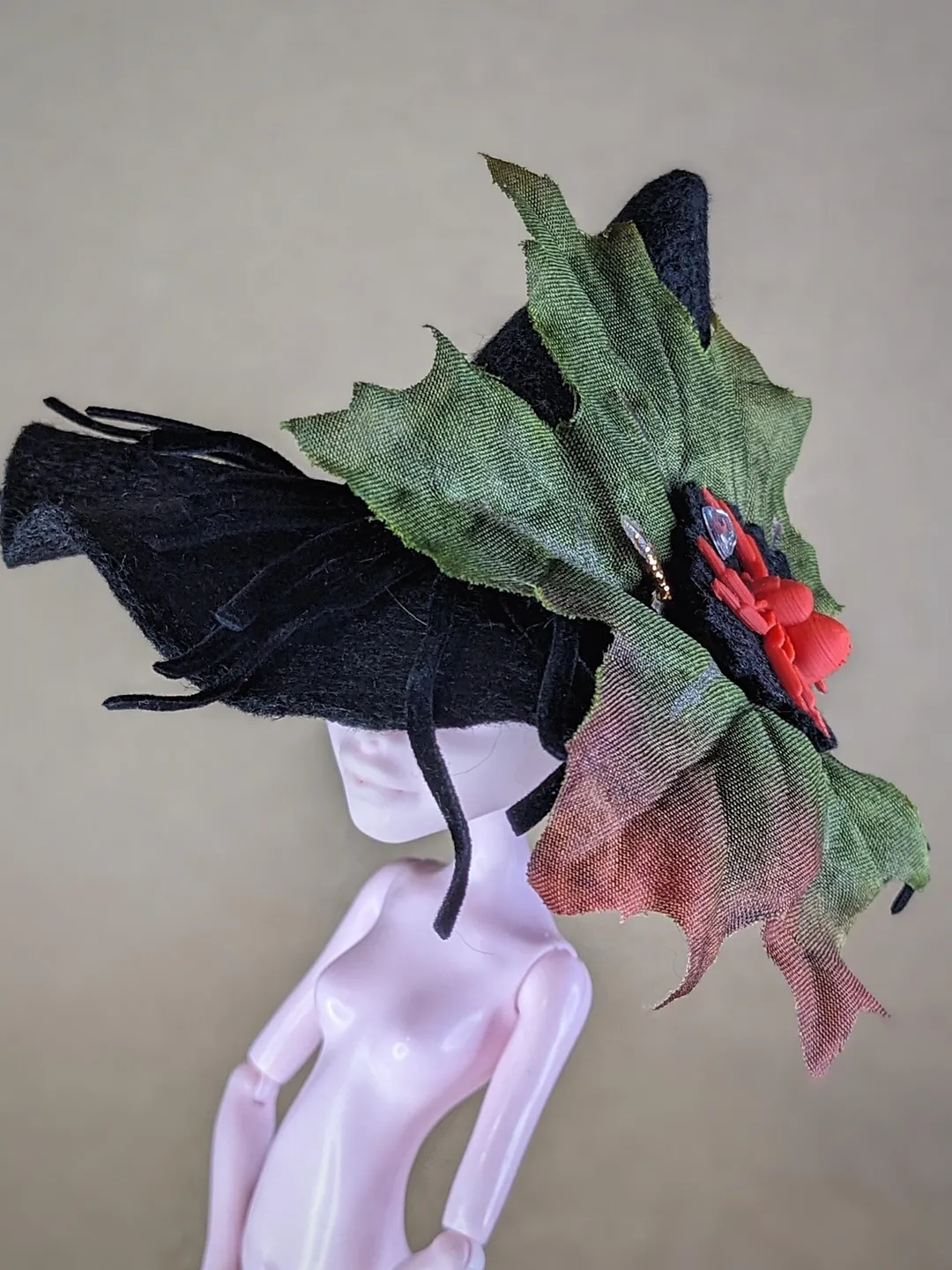Halloween witch hat for 13 cm doll head