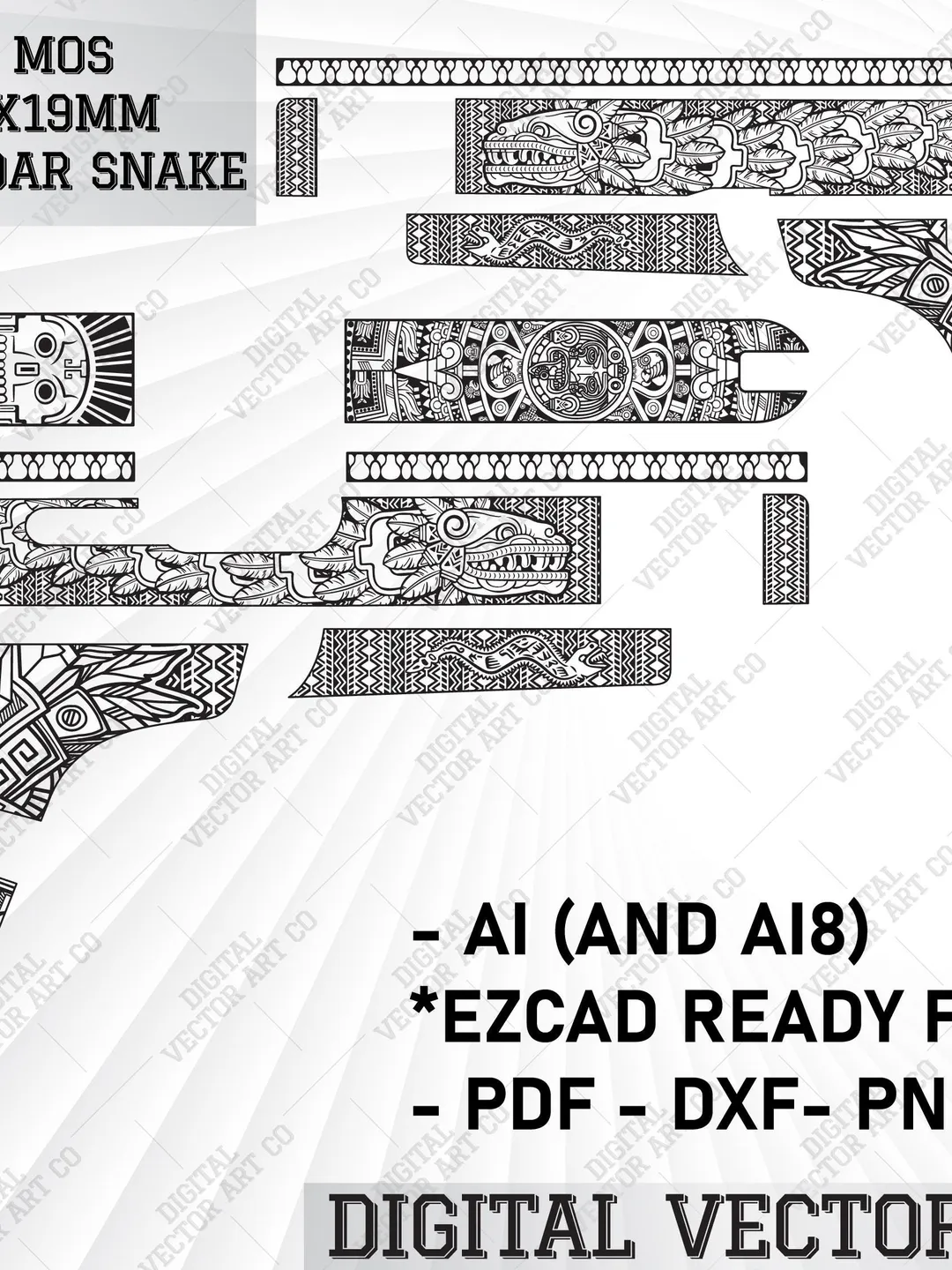 Glock 19 Gen 3 Aztec Design,glock aztec patterns,aztec dragon vector ...