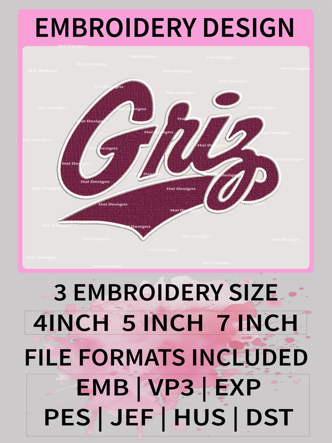 NCAA Montana Grizzlies Embroidery File, 3 Sizes, 6 Formats, NCAA Machine Embroidery Design, NCAA Logo, NCAA Teams
