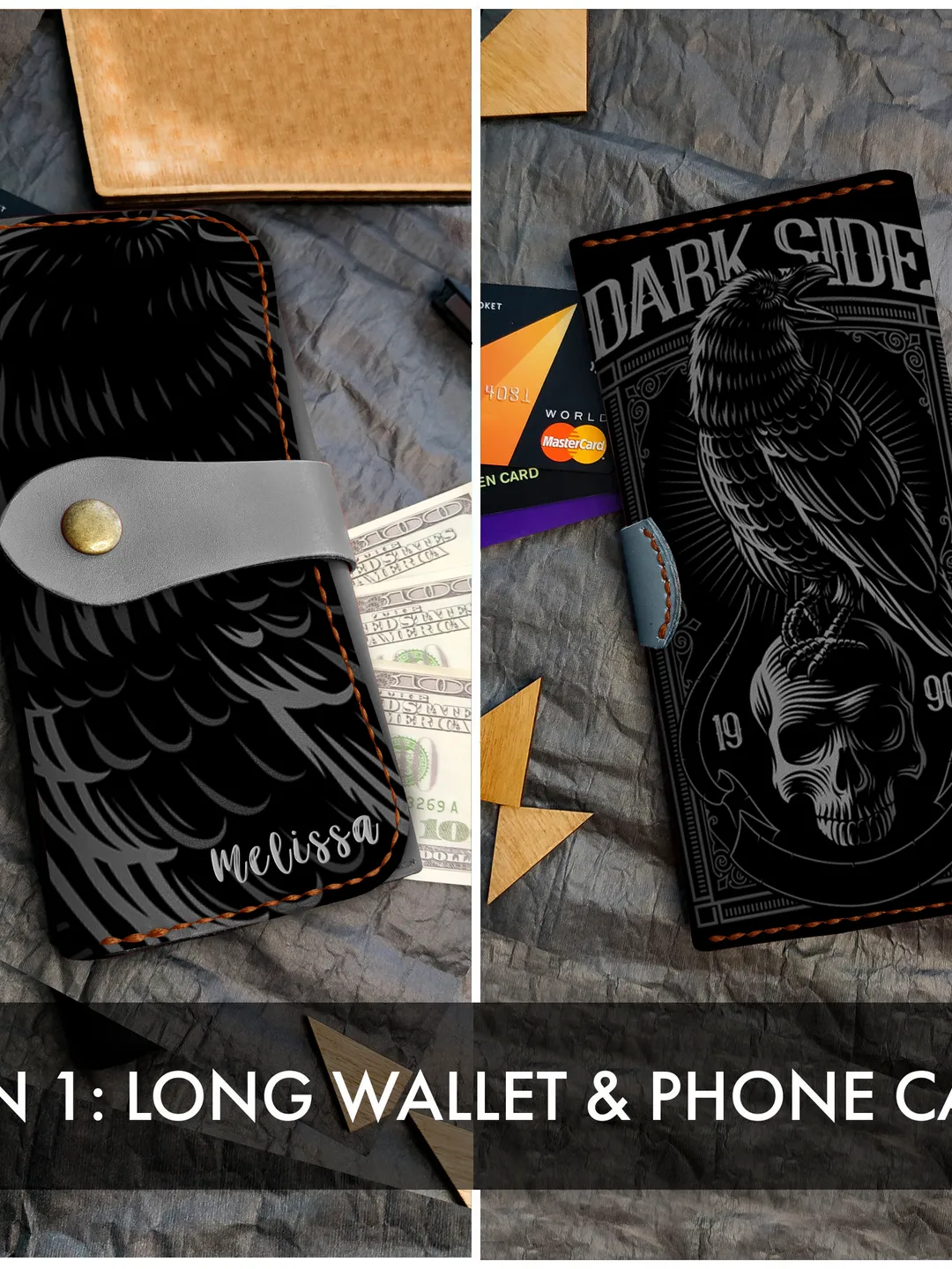 Engraved Personalized Monogram Black leather wallet women, Womens clutch purse, Anniversary birthday gifts gift for girfriend her mom sister