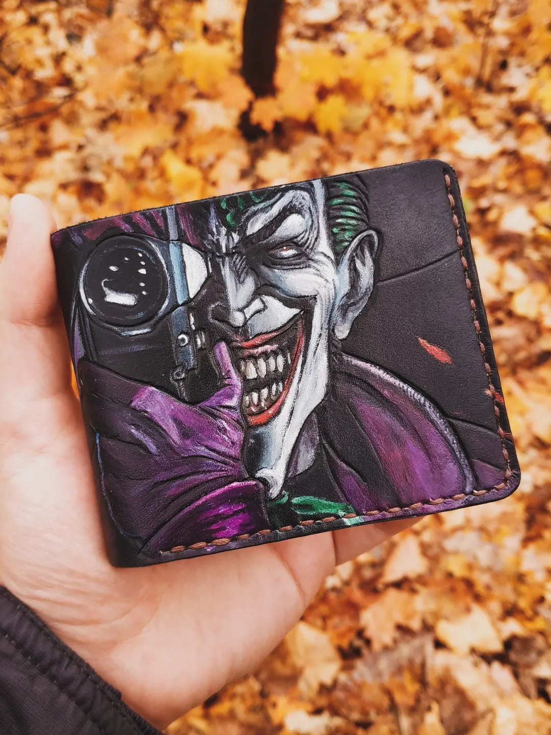 Mens wallets Leather, Personalized Custom Bifold Joker Wallet