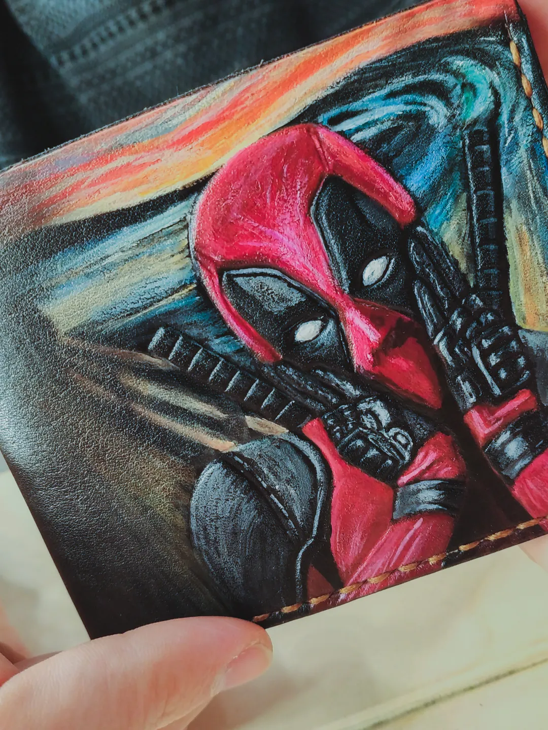 DEADPOOL Wallet, Personalized Custom Bifold Leather Simple men wallet, Embossed Wallet for husband, Unique wallet for son, Kids wallet