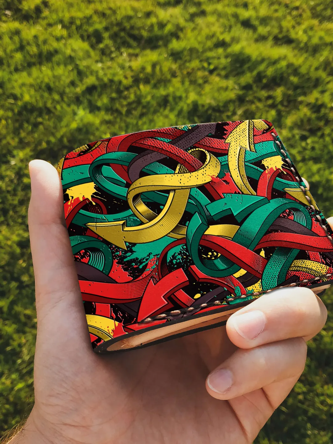 Graffiti Wallet, Arrow wallet, Street Art Wallet - Embossing Handmade Wallet Mens, Personalized Unique Bifold leather wallet mens, Gift Cool