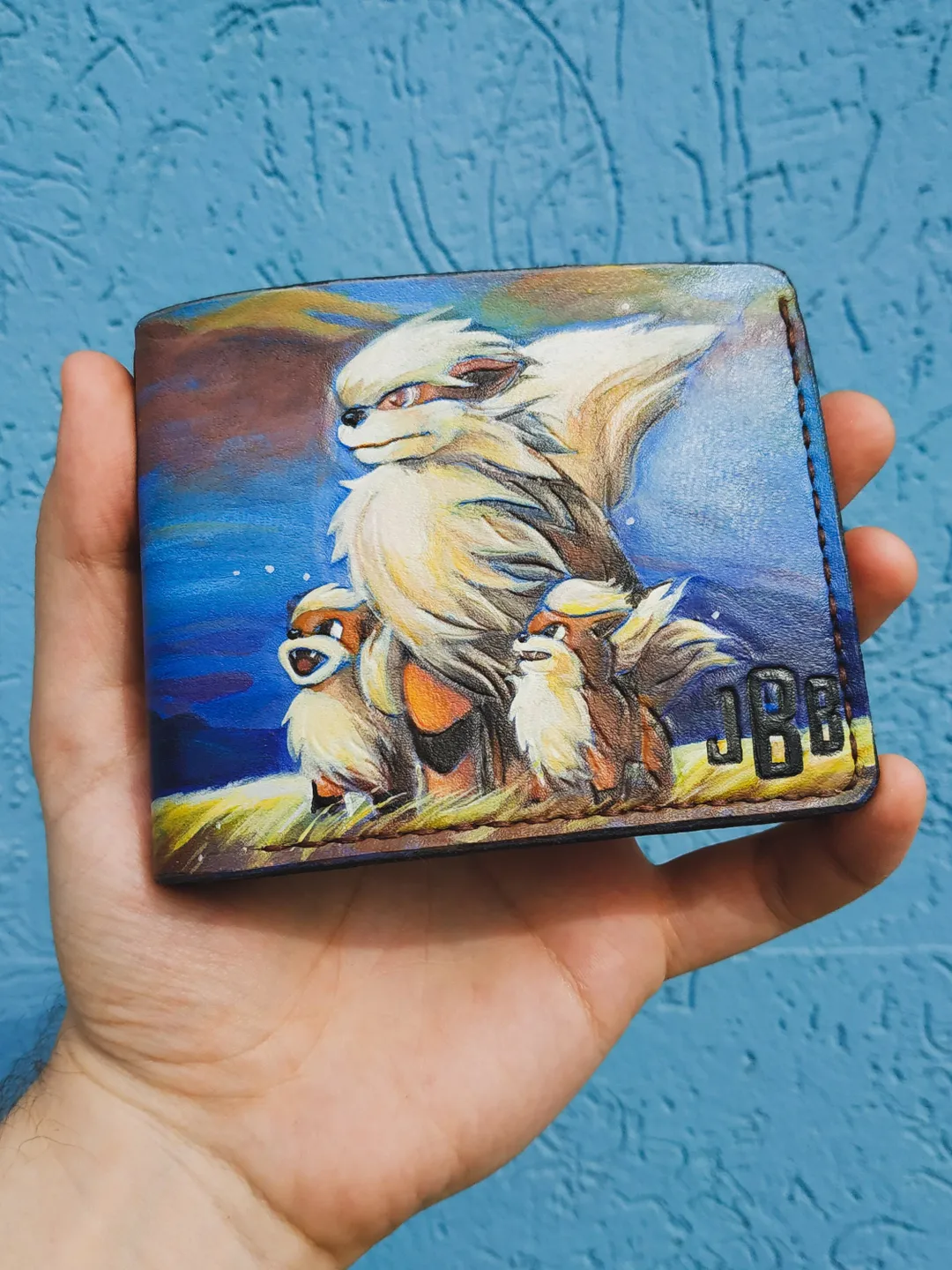 ARCANINE Pokemon Leather Wallet - Embossed Handmade Leather Wallet, Personalized Custom Bifold Wallet, Wallet Men Him Son Dad Boyfriend