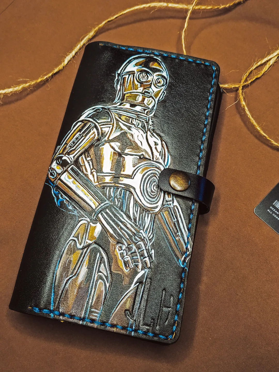 C-3PO Leather Star Wars wallet, Personalized iPhone 12 13 Wallet Case, iPhone XR wallet, iPhone X wallet case, Geek wallet, Unique wallet