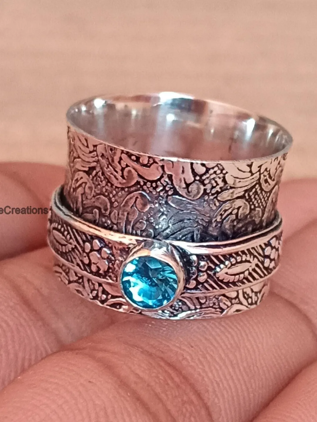 Popular Gifts Ring, Blue Topaz Gemstone Ring, Handmade Ring, 925 Sterling Silver Ring, Statement Ring, Anniversary Ring, Designer Ring,