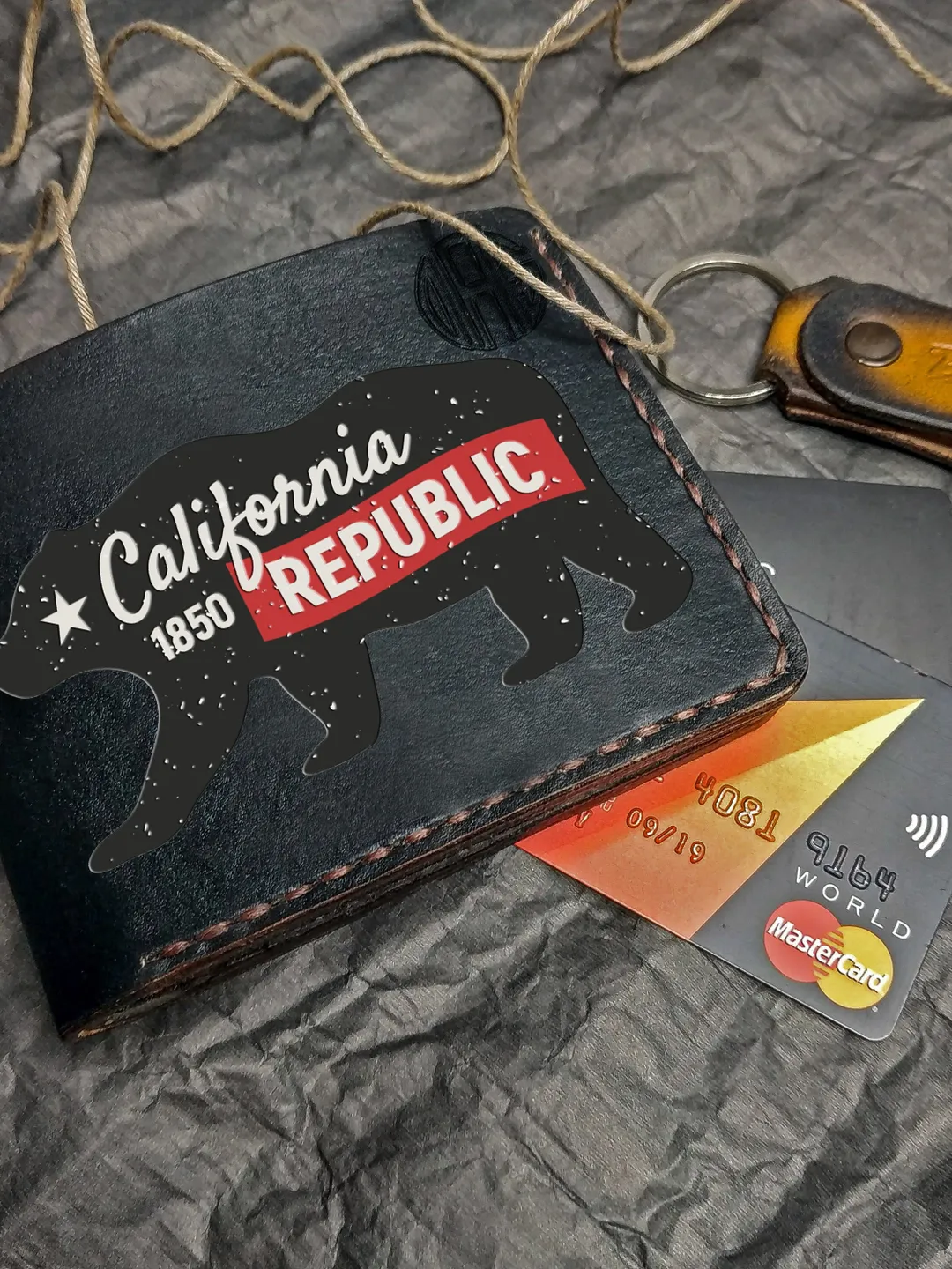 California wallet, US USA wallet, Personalized Leather Wallet, Bifold Men, Leather Embossed wallet, Mens wallet, Women's wallet, boyfriend