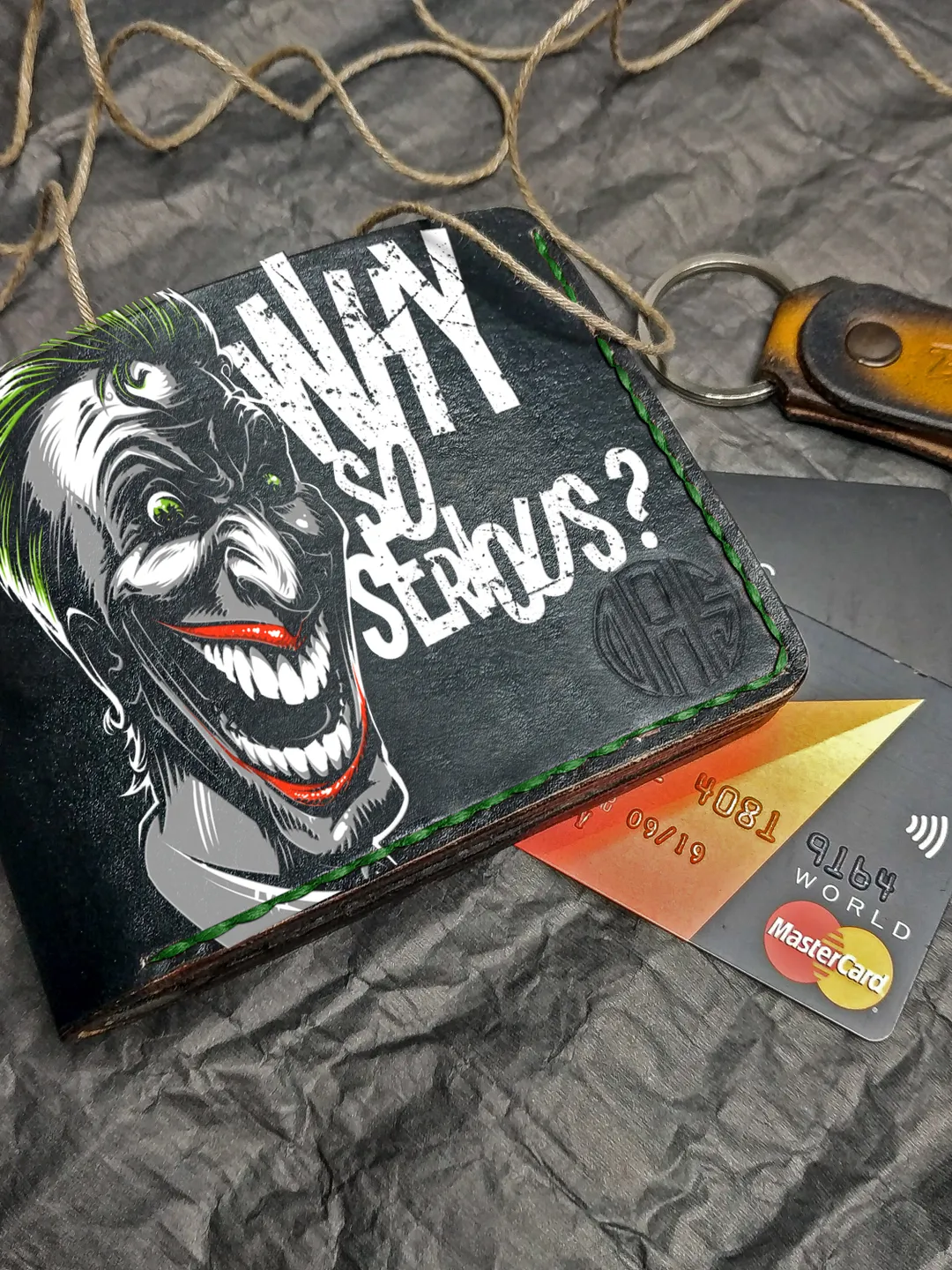 Joker Leather wallet, Comics wallet, Superhero wallet, Personalized Embossed Leather Wallet, Bifold Men, Handpainted leather wallet, geek