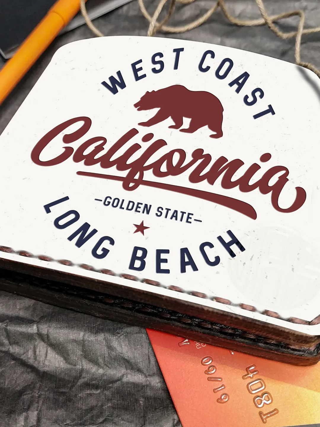 California wallet, US USA wallet, Personalized Leather Wallet, Bifold Men, Leather Embossed wallet, Mens wallet, Women's wallet, boyfriend