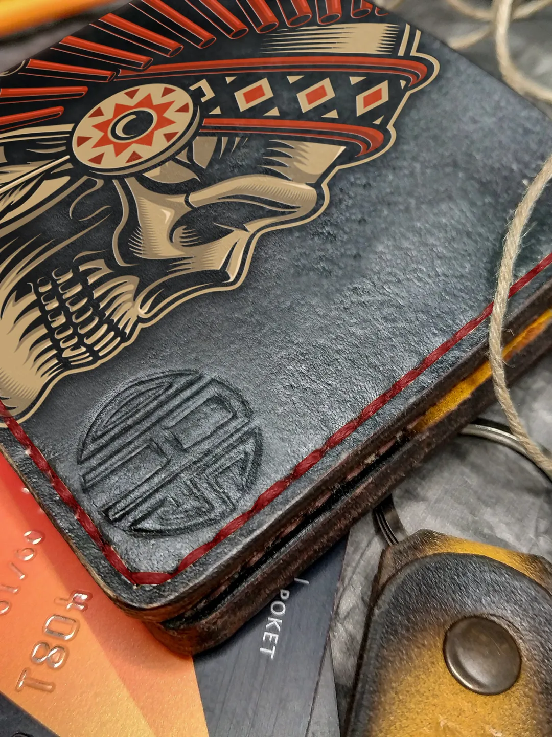 Indian Skull Wallet, Native american wallet, Personalized Leather ...