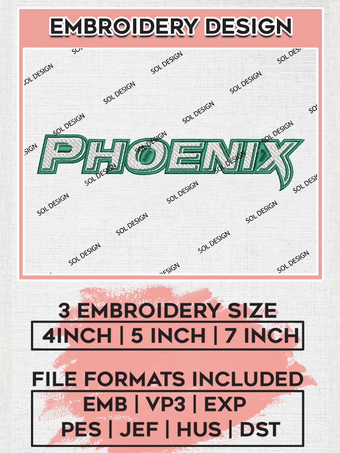 NCAA Phoenix College Football Team Wordmark Logo Embroidery Design Files, NCAA Green Bay Phoenix Machine Embroidery, NCAA Teams, Game Day, 3 sizes, NCAA Machine embroidery designs, Digital Download