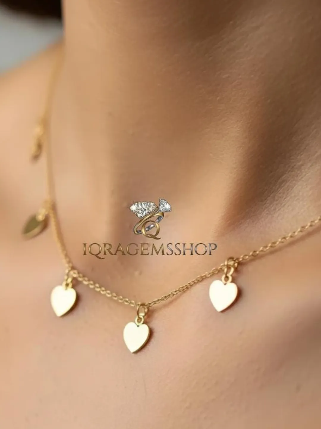 Gold Plated Sterling Silver Heart Choker | Dainty Layered Necklace