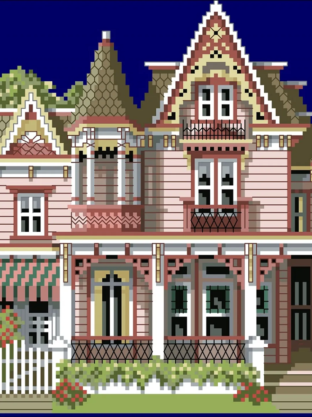 Vintage Cross Stitch Pattern Victorian House Counted Digital Download PDF