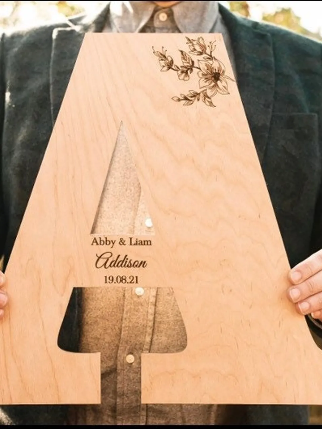 Personalized letter wedding guest book, wood custom guestbook sign, alternative monogram decor