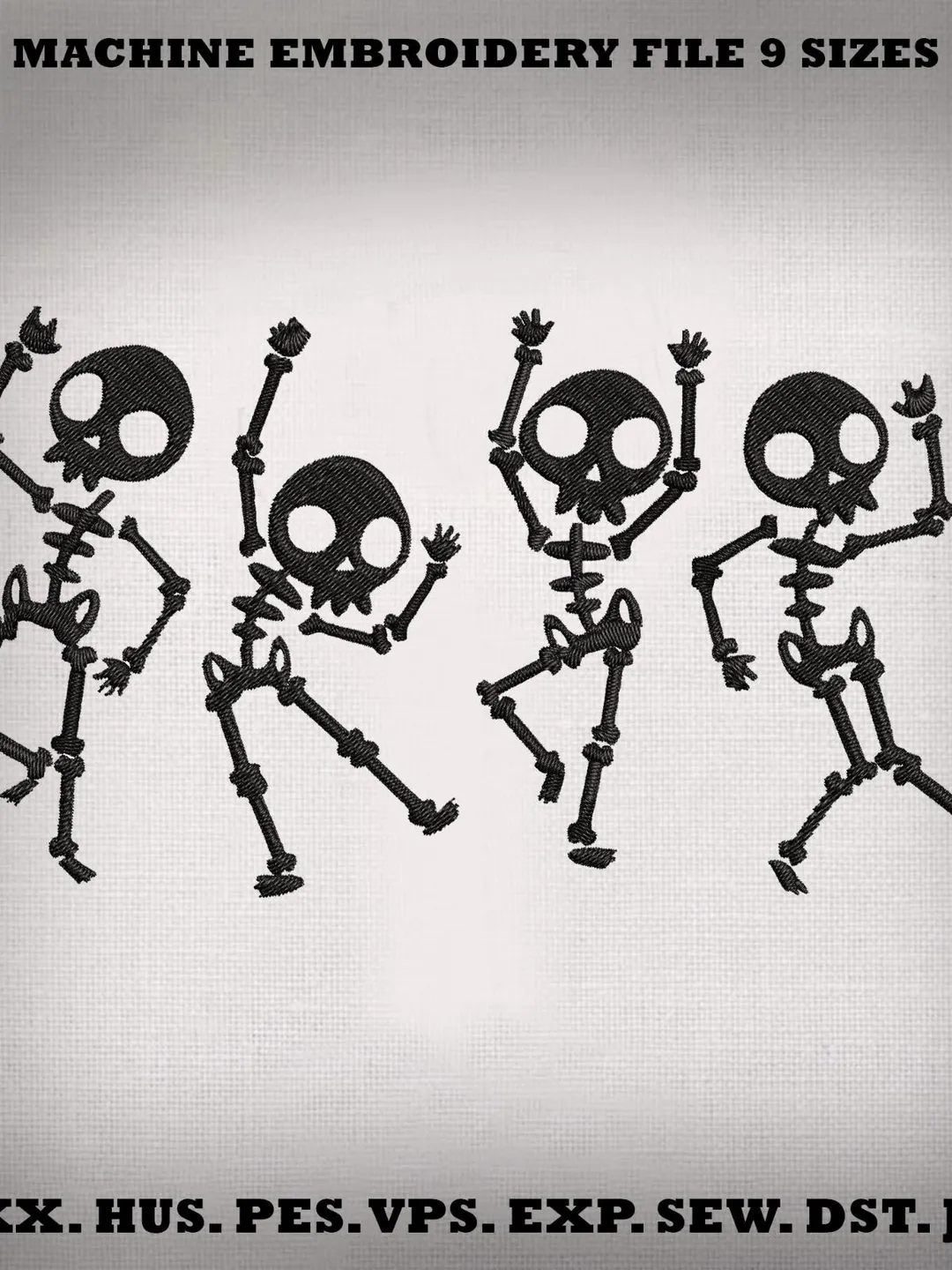Dancing Skeletons Machine Embroidery Design, Halloween (Instant Download)