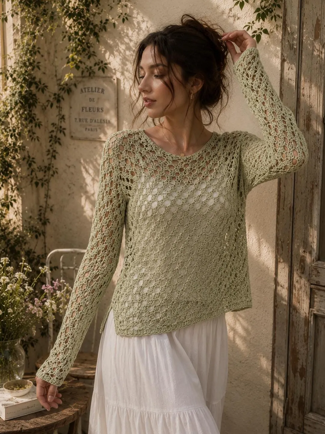 Ivory Breeze Crochet Top Pattern – Lace Summer Top PDF – Women's S