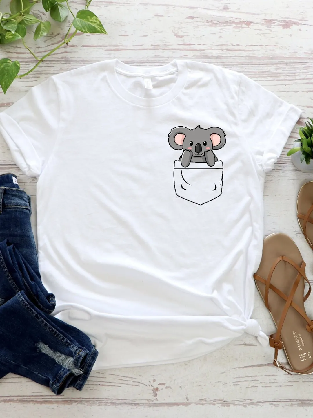 Koala Pocket Tee: Casual Cute Shirt - Unisex Fit Cotton
