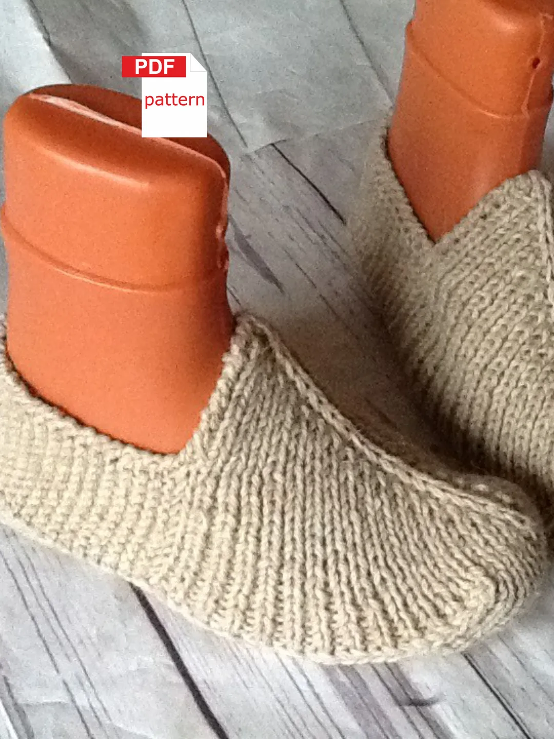 Slippers knitting pattern Printable PDF pattern Woolen home shoes