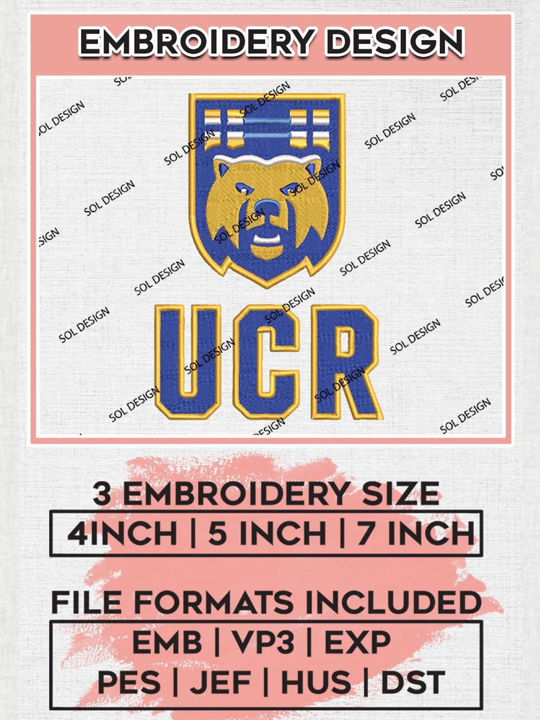 NCAA UCR Highlanders Team Logo Machine Embroidery Design, NCAA UC Riverside Highlanders Team Design Design files, NCAA Team Embroidery Designs, NCAA Machine Embroidery Designs, Digital Download