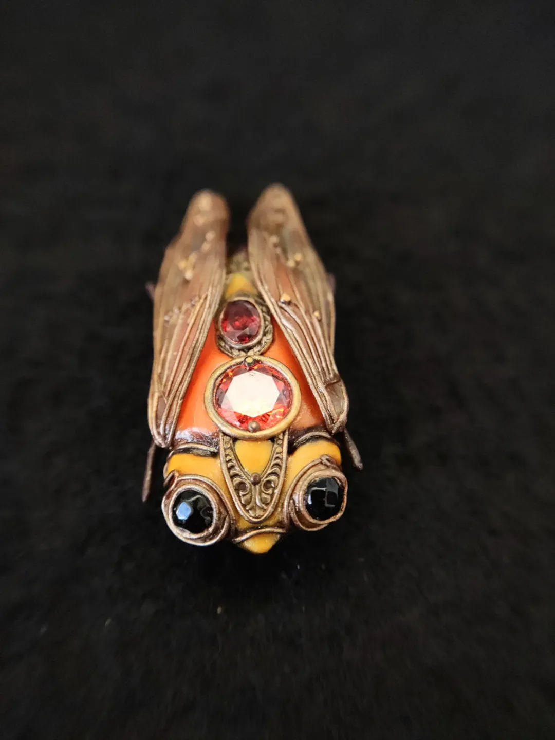 Brooch Cicada, Orange brooch, Brooch pin, Rare vintage cicada brooch