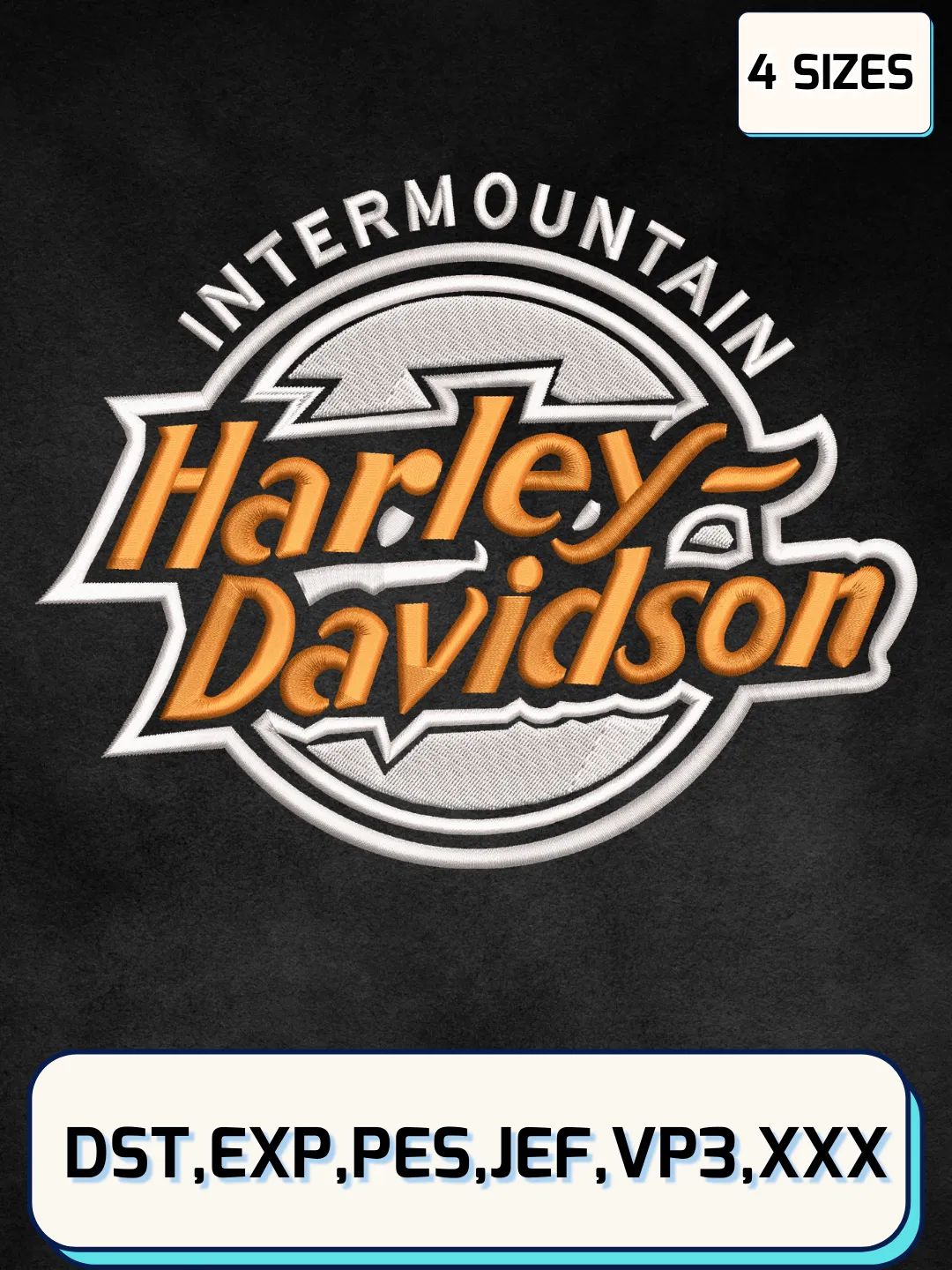 Intermountain Harley-Davidson Embroidery Design, Transport Embroidery File, Machine Embroidery Files, 4 Sizes, Digital Download