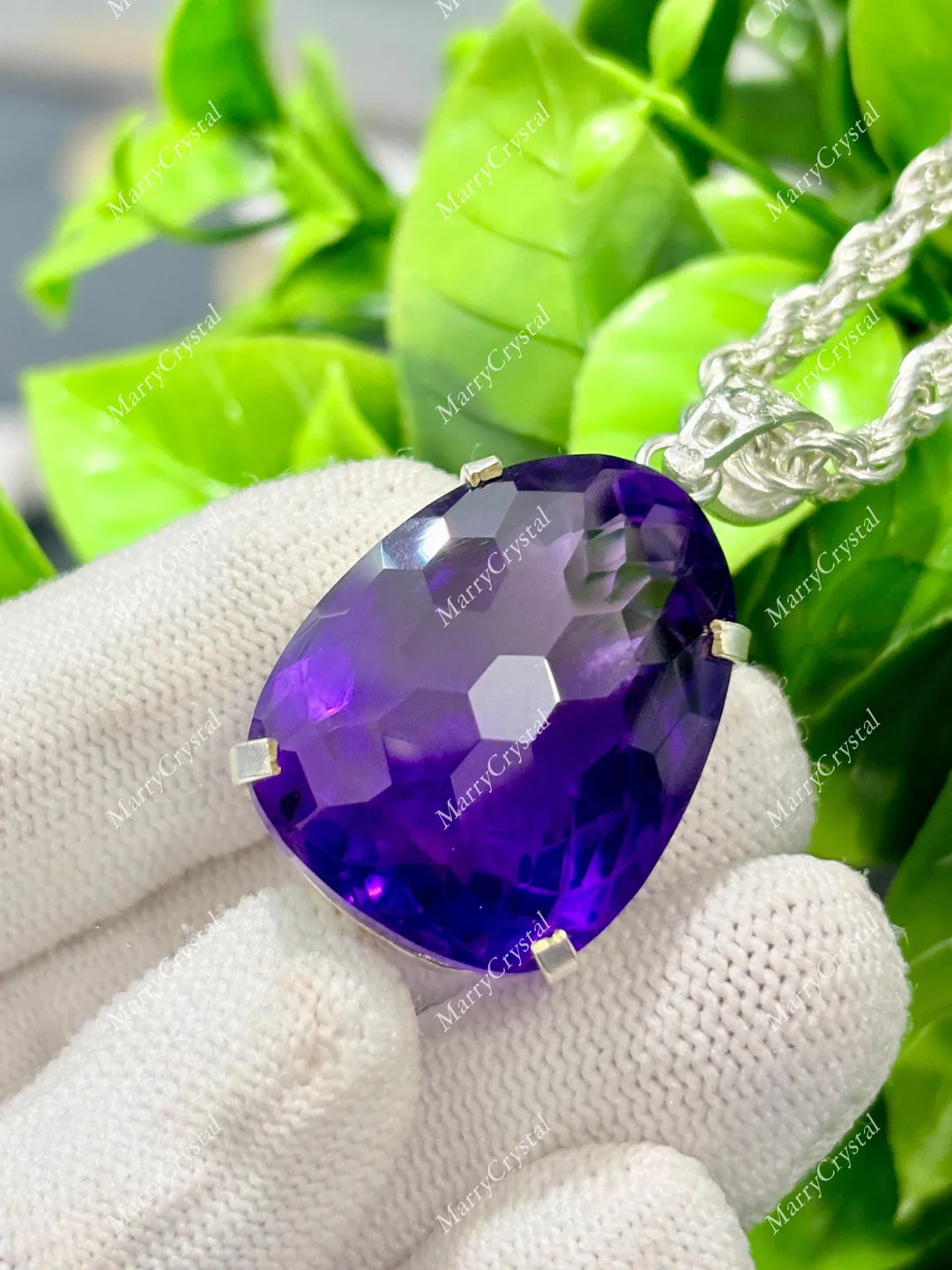 75 Ct Purple Amethyst Hydrothermal GS Silver Football Cut Pendent with ...