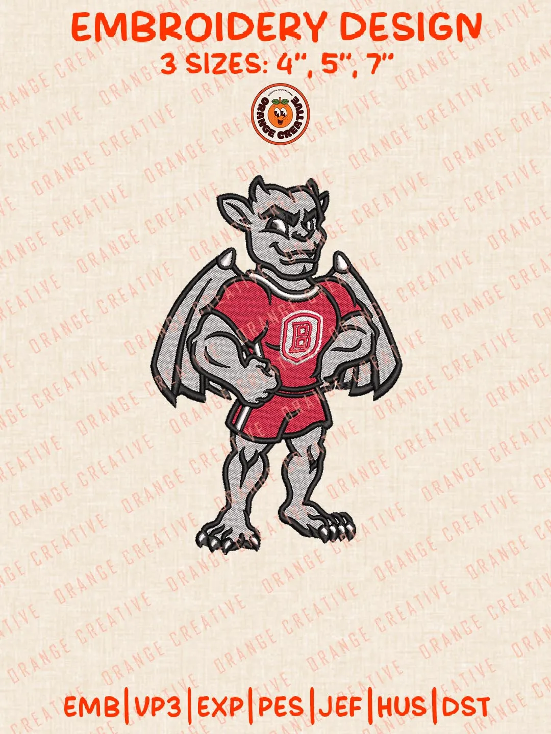 Bradley Braves Mascot Embroidery Design, NCAA Bradley Braves Team Logo Embroidery Design, Machine Embroidery Design File, 4 Sizes, Custom Size, Digital Download