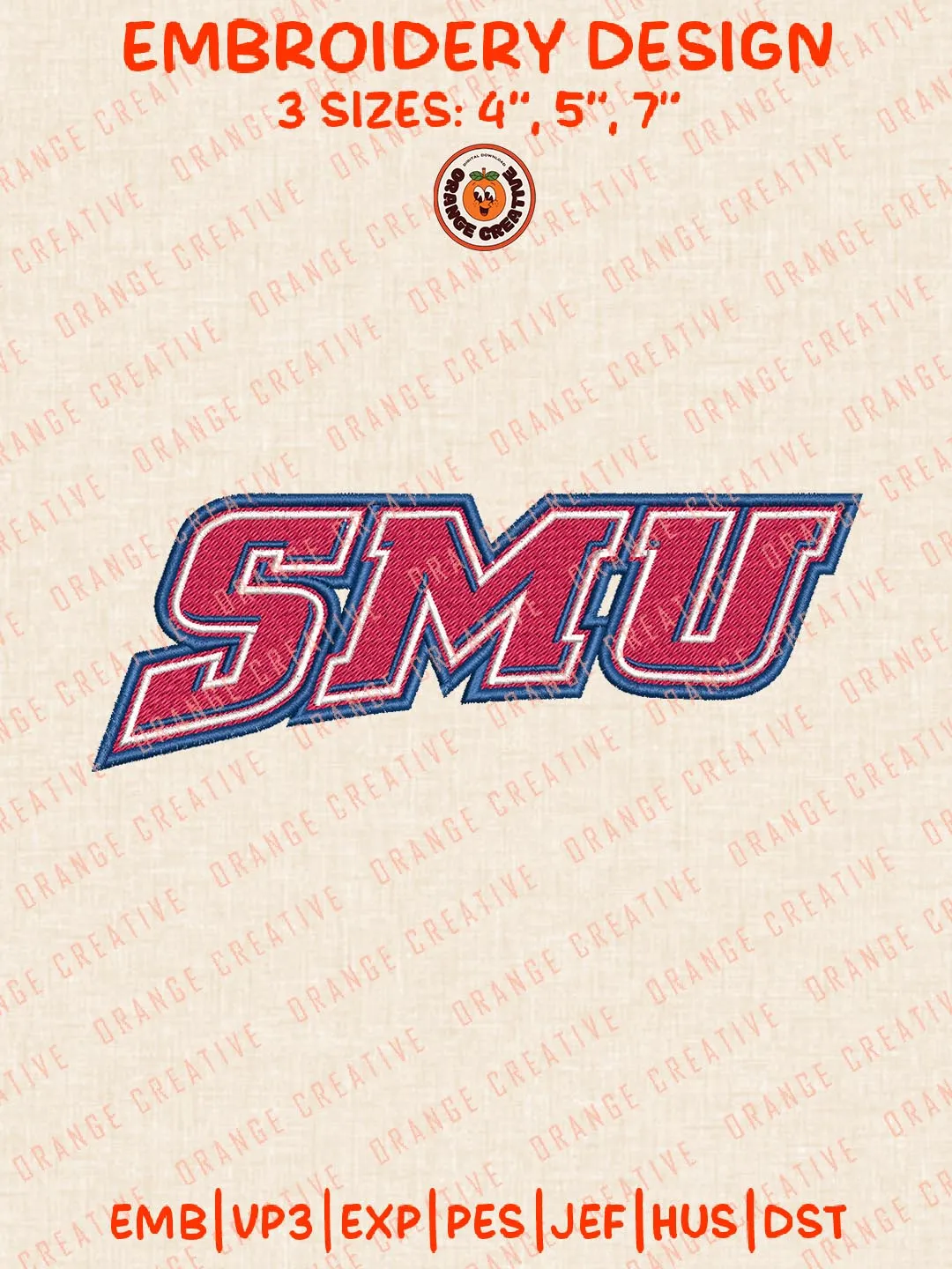 SMU Logo Embroidery Design Files, NCAA Logos Embroidery Designs, NCAA SMU Mustangs Machine Embroidery Files, 3 Sizes, Custom Sizes, Instant Download