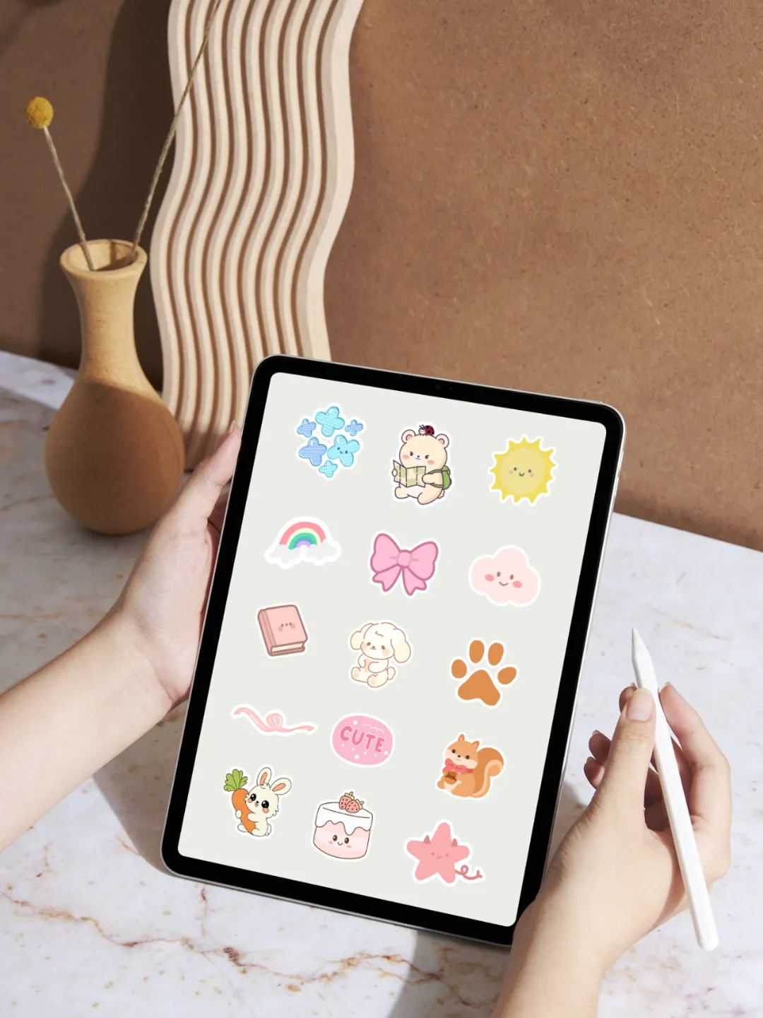 Cute Kawaii Teddy Bear & Daily Words Digital Stickers | Pastel Planner ...