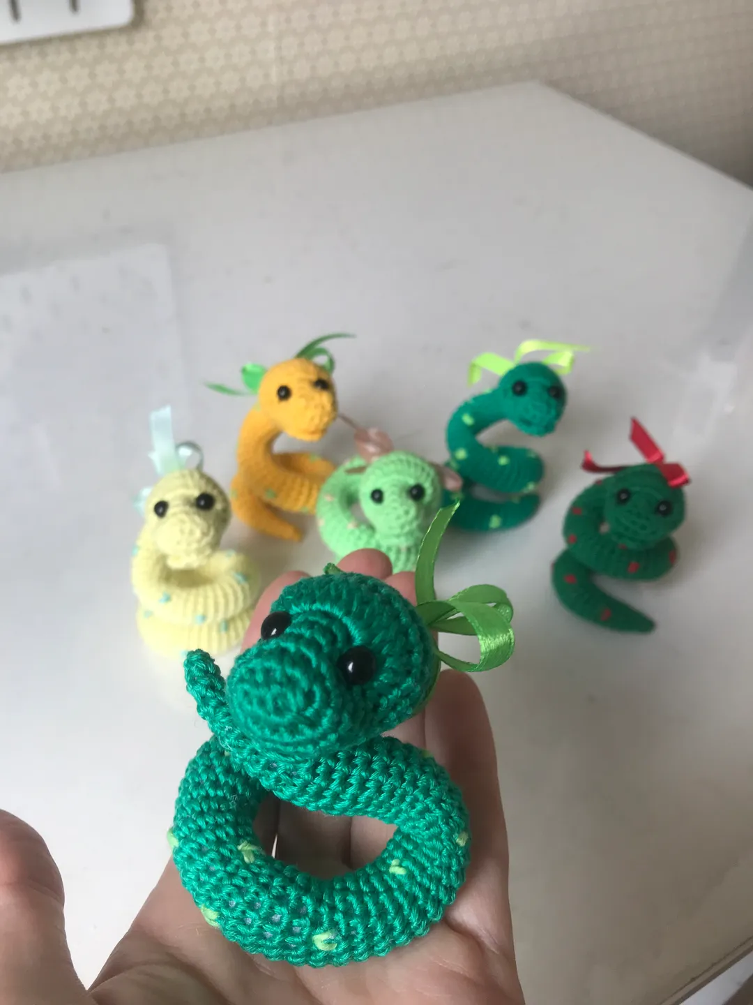 Snake toy keychain blue