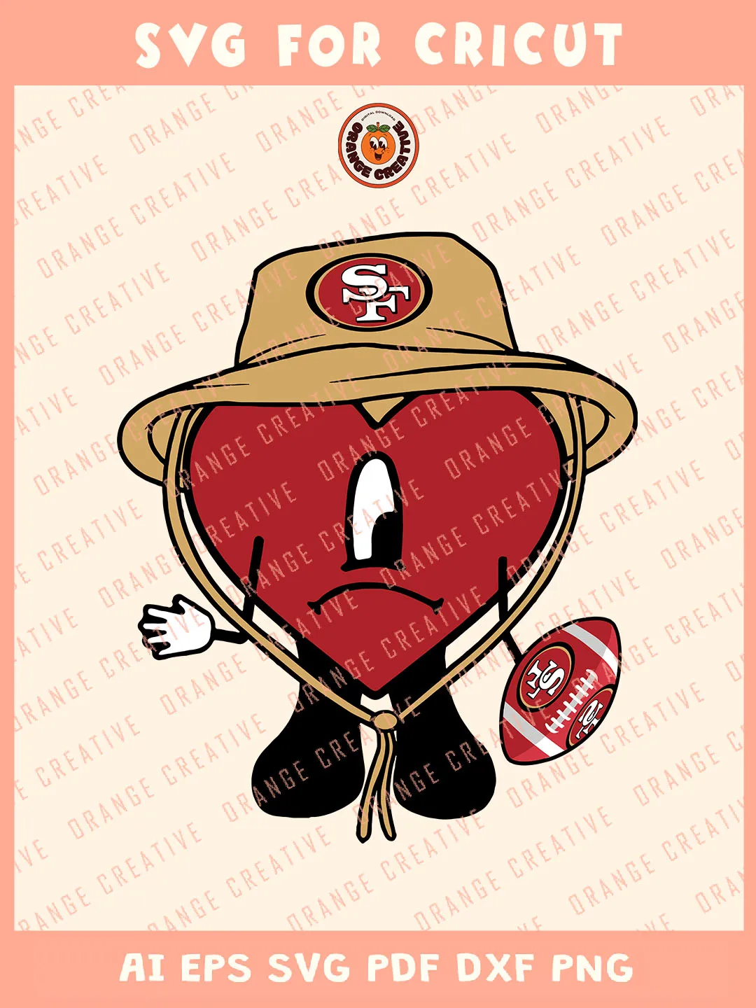 NFL San Francisco 49ers x Bad Bunny Heart Svg, NFL 49ers Team Svg ...